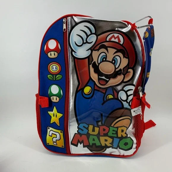 NWT Nintendo Super Mario Backpack Lunch Bag Pencil Case Set Character School - Picture 6 of 16